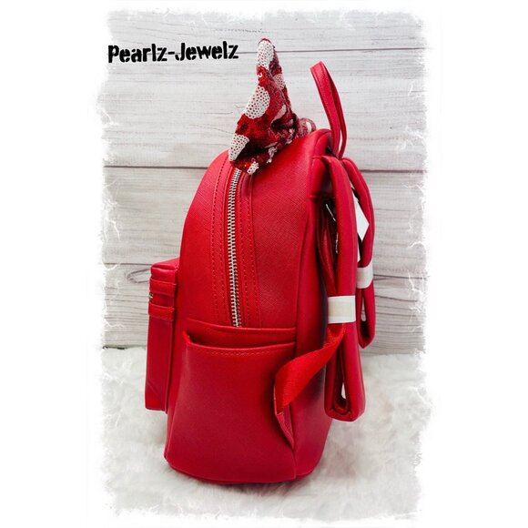 Loungefly Disney Parks Minnie Mouse Red Polka Dot Sequin Bow Mini Backpack NWT main image 4